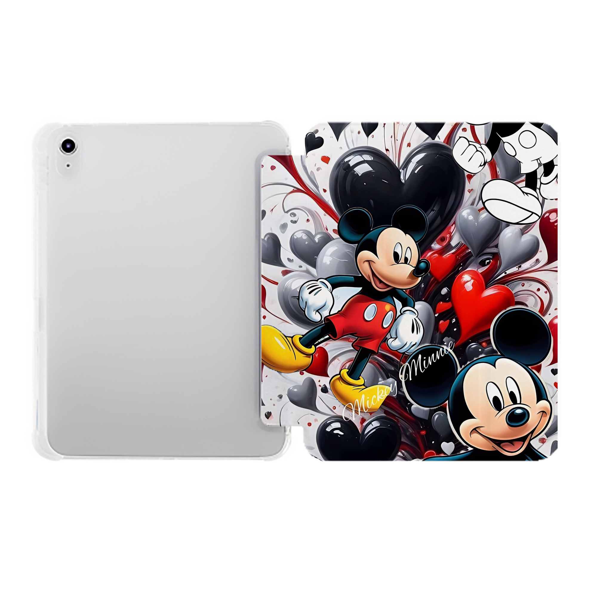 （画像用） ミッキーマウス Mickey Mouse IPad ケース ペン収納付き 三つ折りスタンド PUレザー×シリコン 対応機種9.5/10.5/10.9インチ